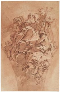 François Boucher - A pendentive with Moses surrounded by angels, putti and prophets, after Baciccio