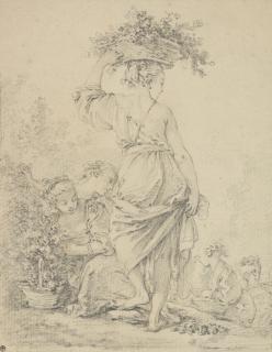 François Boucher - A standing young woman and others gathering flowers (‘La Jardinière’)