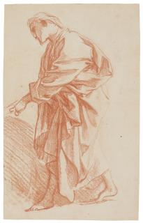 François Boucher - A Study Of A Male Figure In Draped Clothing
