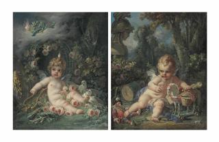 François Boucher - Cupid As The Genius Of Peace; And Cupid As The Genius Of War