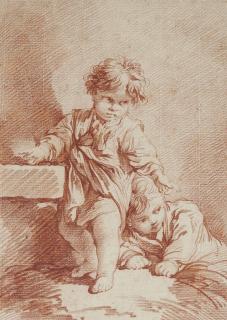 François Boucher - Deux jeunes garçons dont un allongé