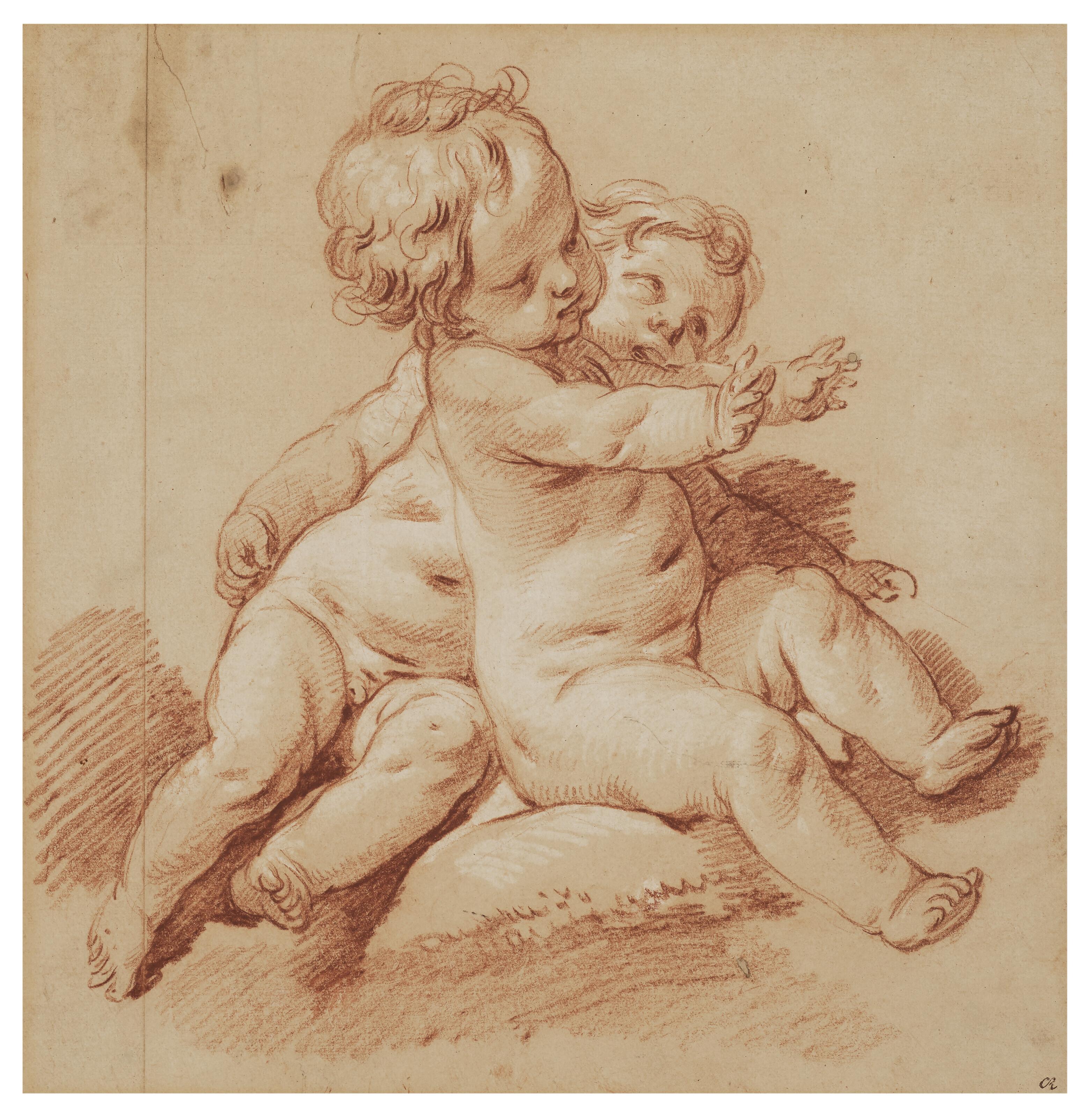 François Boucher - Etude De Deux Putti, L’Un Tendant Les Mains Vers L’Avant