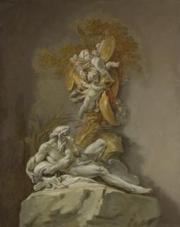 François Boucher - Fountain Studies, En Grisaille With Touches Of Colour, Traditionally Identified As The Rhône And Rhine Rivers