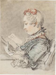 François Boucher - Half-length of a seated Young Woman reading ‘Abelard et Héloïse’