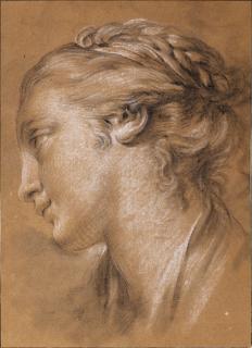 François Boucher - Head of a young woman