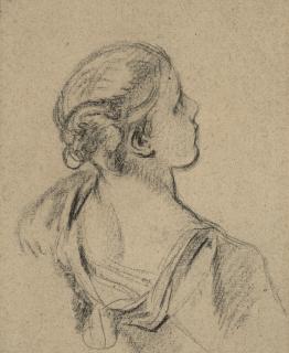 François Boucher - Jeune femme en buste tournée de trois-quart vers la gauche