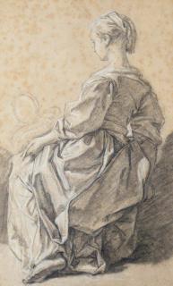 François Boucher - Jeune fille assise, vue de dos
