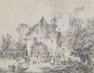 François Boucher - Landscape With Figures By A Watermill