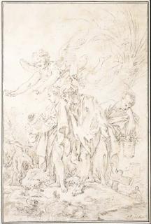 François Boucher - Lot Fleeing With His Daughters