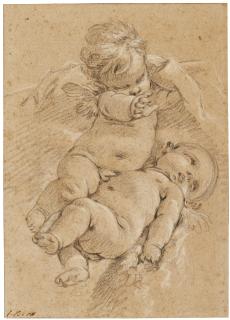 François Boucher - Sketch Of Two Cupids In The Air