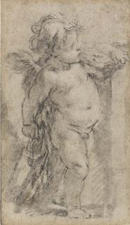 François Boucher - Study of Cupid, holding a quiver of arrows