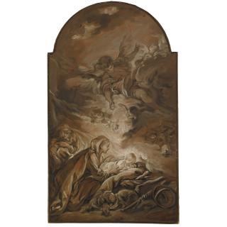 François Boucher - The Nativity With A Hovering Angel