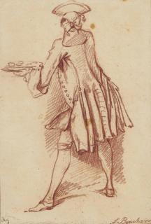 François Boucher - Valet Présentant Un Plateau De Fruits, Vu De Dos