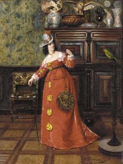 François Brunery - An elegant lady in a salon