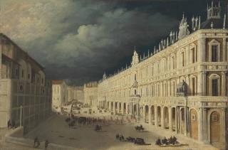 François De Nomé - A Capriccio View Of An Italian Piazza With A Royal Procession