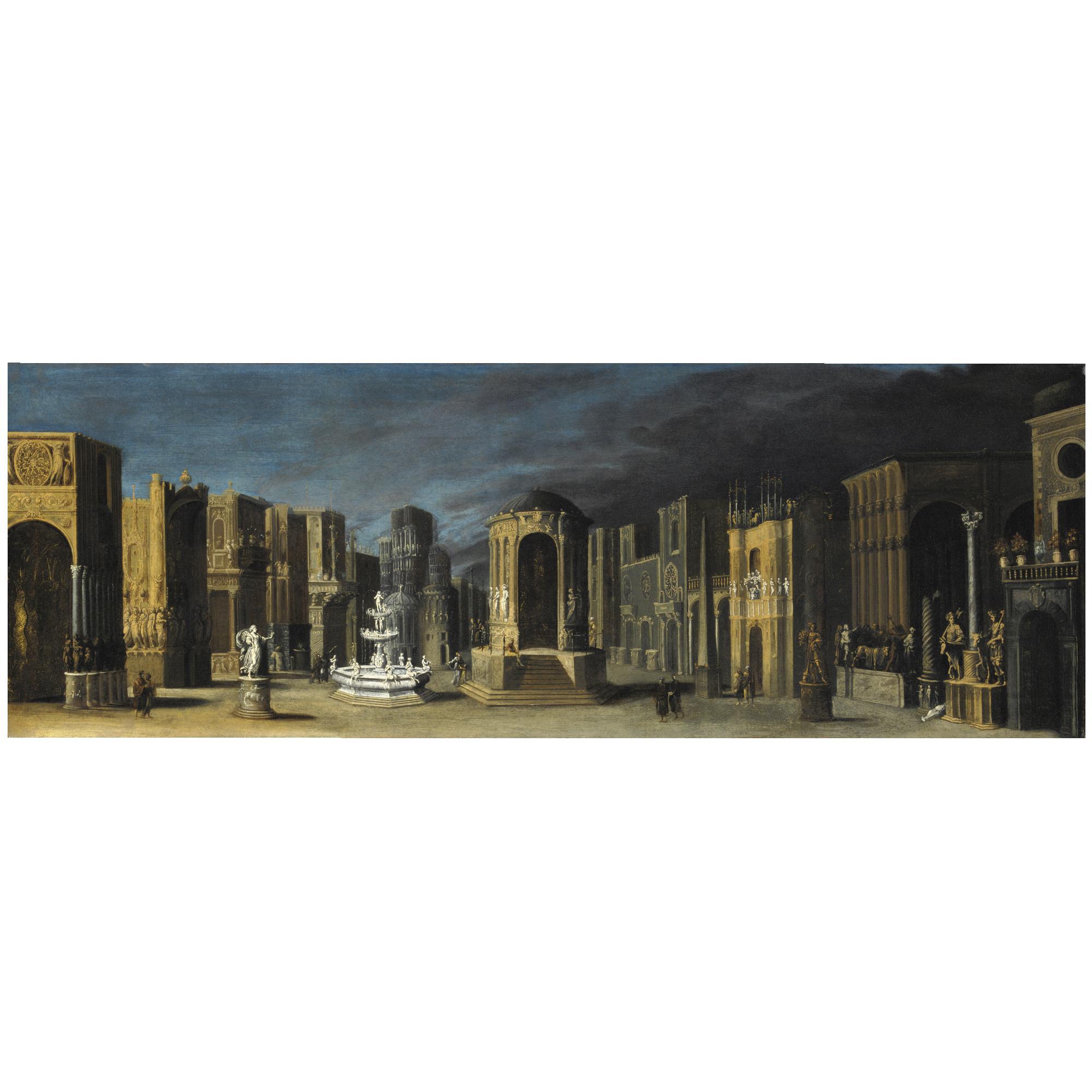 François de Nomé - Prospettiva Teatrale Con Sacrificio Di Abramo