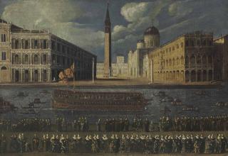 François De Nomé - The Molo, Venice, From The Bacino Di San Marco, With The Departure Of The Bucintoro For The Lido On Ascension Day