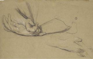 François de Troy - Paire de Mains Tenant Un Éventail Et Main Droite Tenant Un Éventail