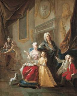 François de Troy - Portrait of a family in an interior
