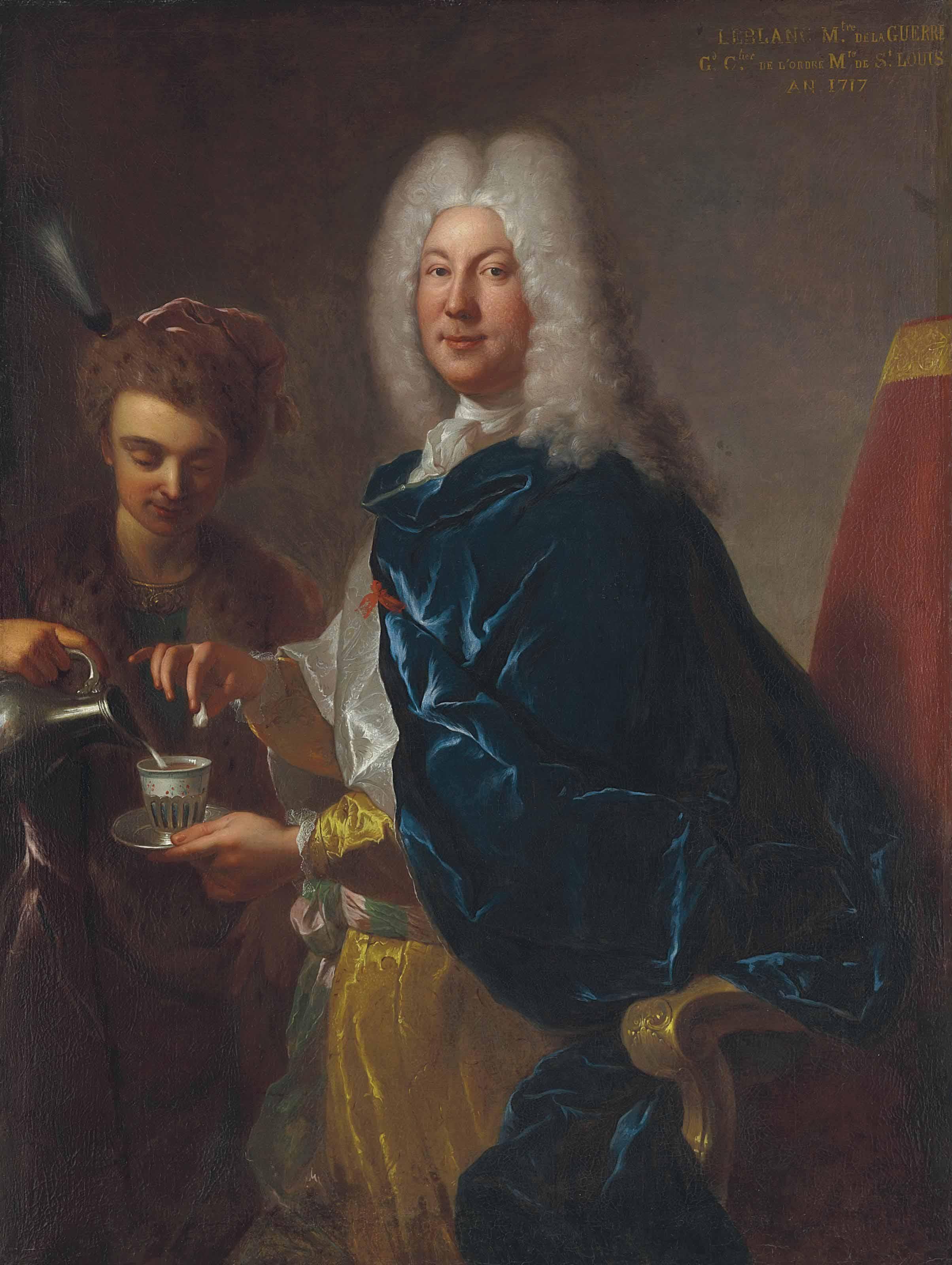 François de Troy - Portrait Of Le Blanc, Minister Of War, Three-Quarter-Length, Being Served Chocolate By A Young Male Servant