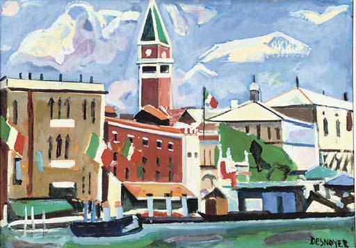 Francois Desnoyer - Le campanile et San marco vus de la salute