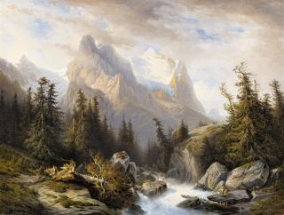Francois Diday - Gebirgslandschaft mit dem Gletscher von Rosenlaui
