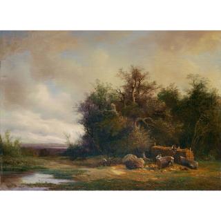 François Diday - Lisière De Bois Et Bûcherons, 1837 Edge Of The Forest With Woodcutters, 1837