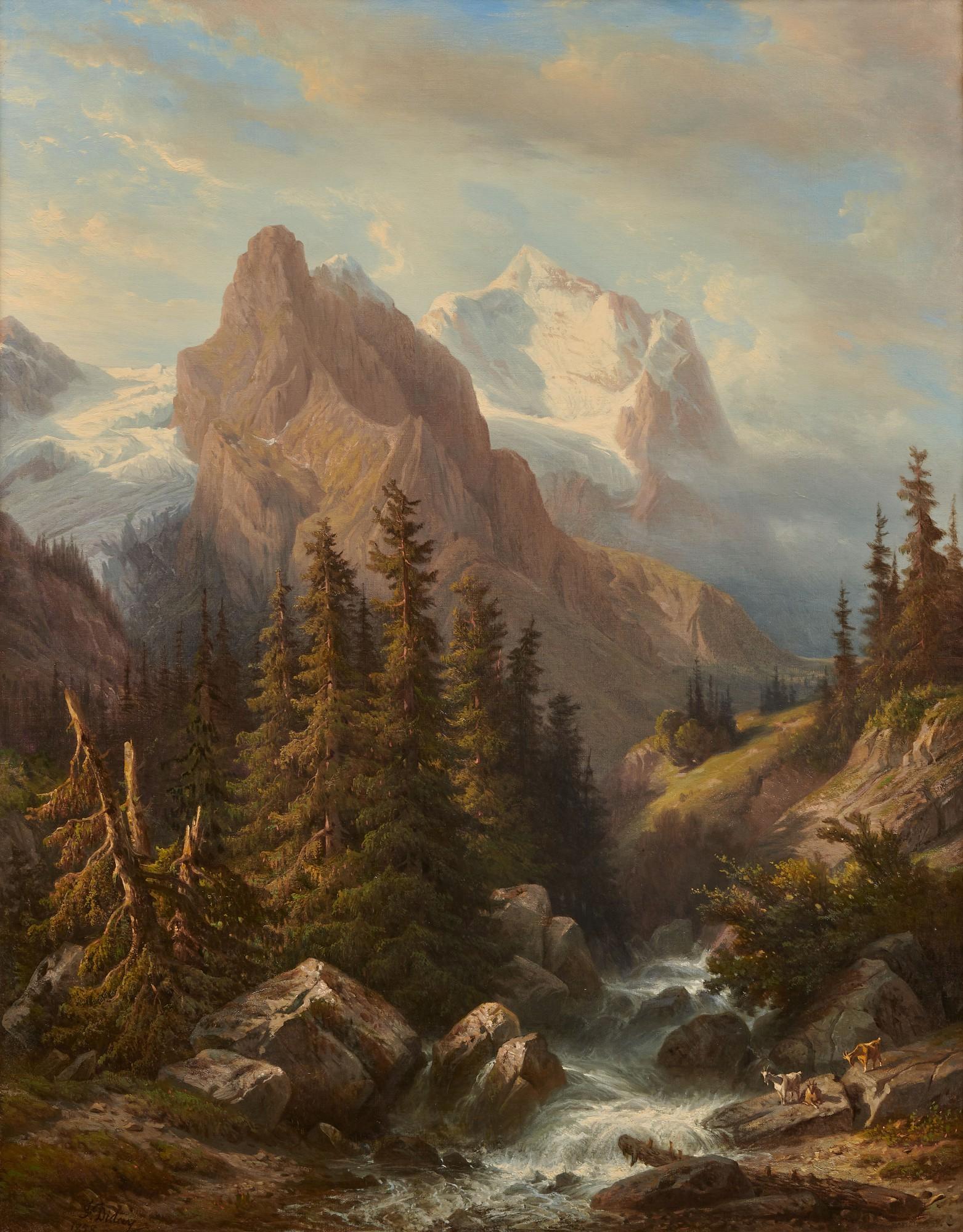François Diday - Mountainous Landscape With The Rosenlaui Glacier, 1858