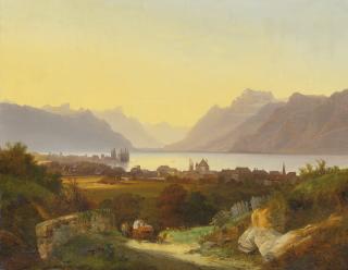 François Diday - Vue Du Lac Léman Depuis Vevey 