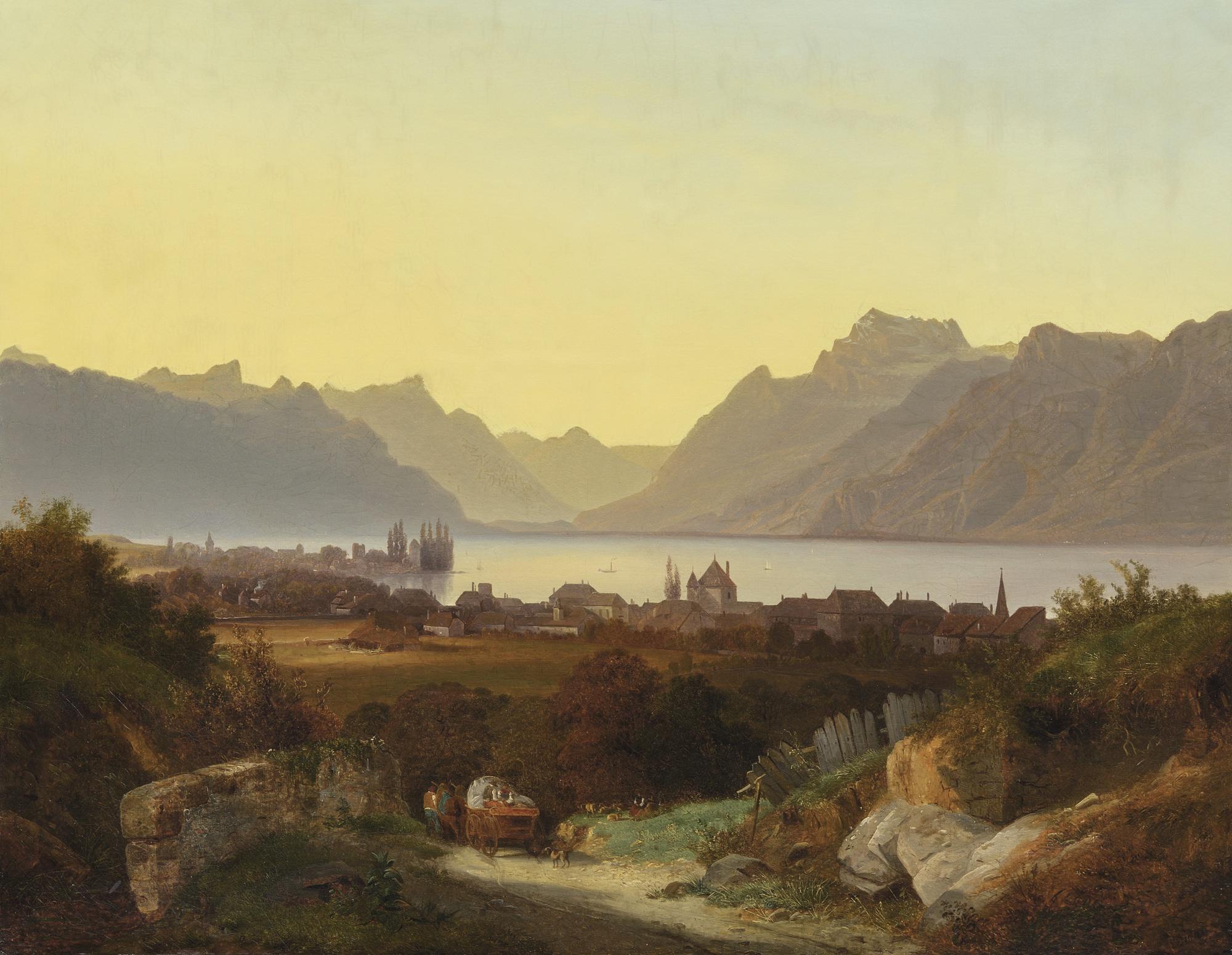 François Diday - Vue Du Lac Léman Depuis Vevey 