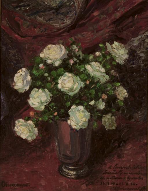 Francois-Emile Decorchemont - Bouquet de roses blanches