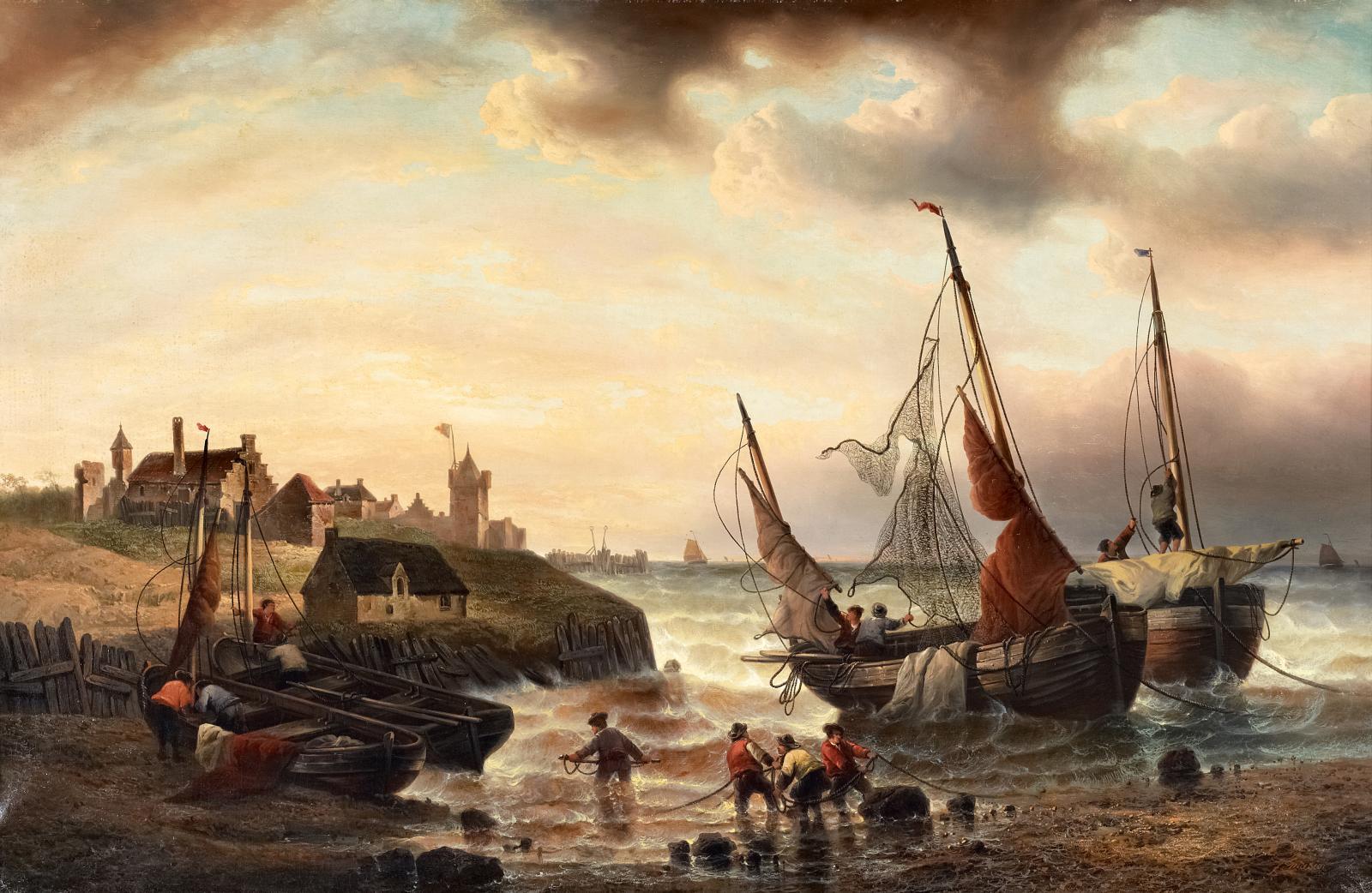 Francois Etienne Musin - Anlandende Fischer am Hafen