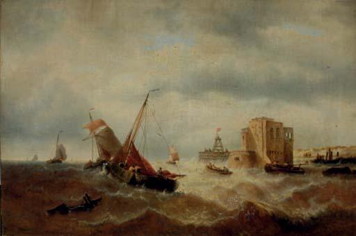 François-Etienne Musin - Ships in Stormy Sea
