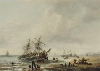 François Etienne Musin - Unloading at low tide