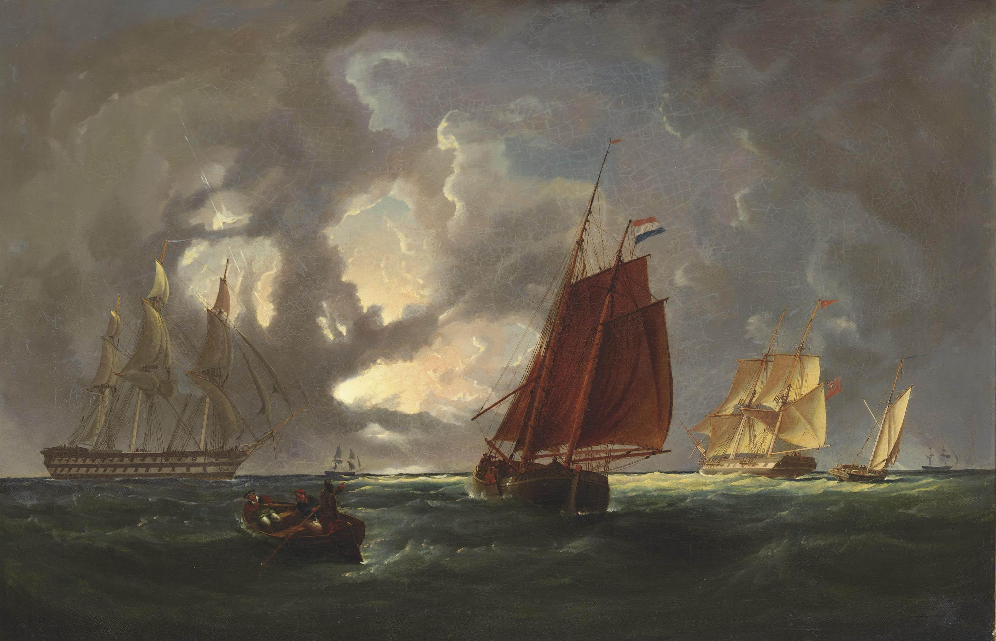 François-Etienne Musin - Warships and other shipping in a thunderstorm