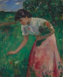 François Gall - Cueillette de fleurs, Eugénie près du noyer, Martel-en-Quercy