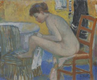 François Gall - Eugénie À La Sortie Du Bain, Assise Sur La Chaise Rouge