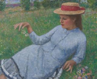 François Gall - Eugénie Allongée Dans Une Prairie, À La Belle Saison