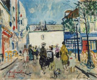 François Gall - La rue Norvins, Montmartre au 14 juillet