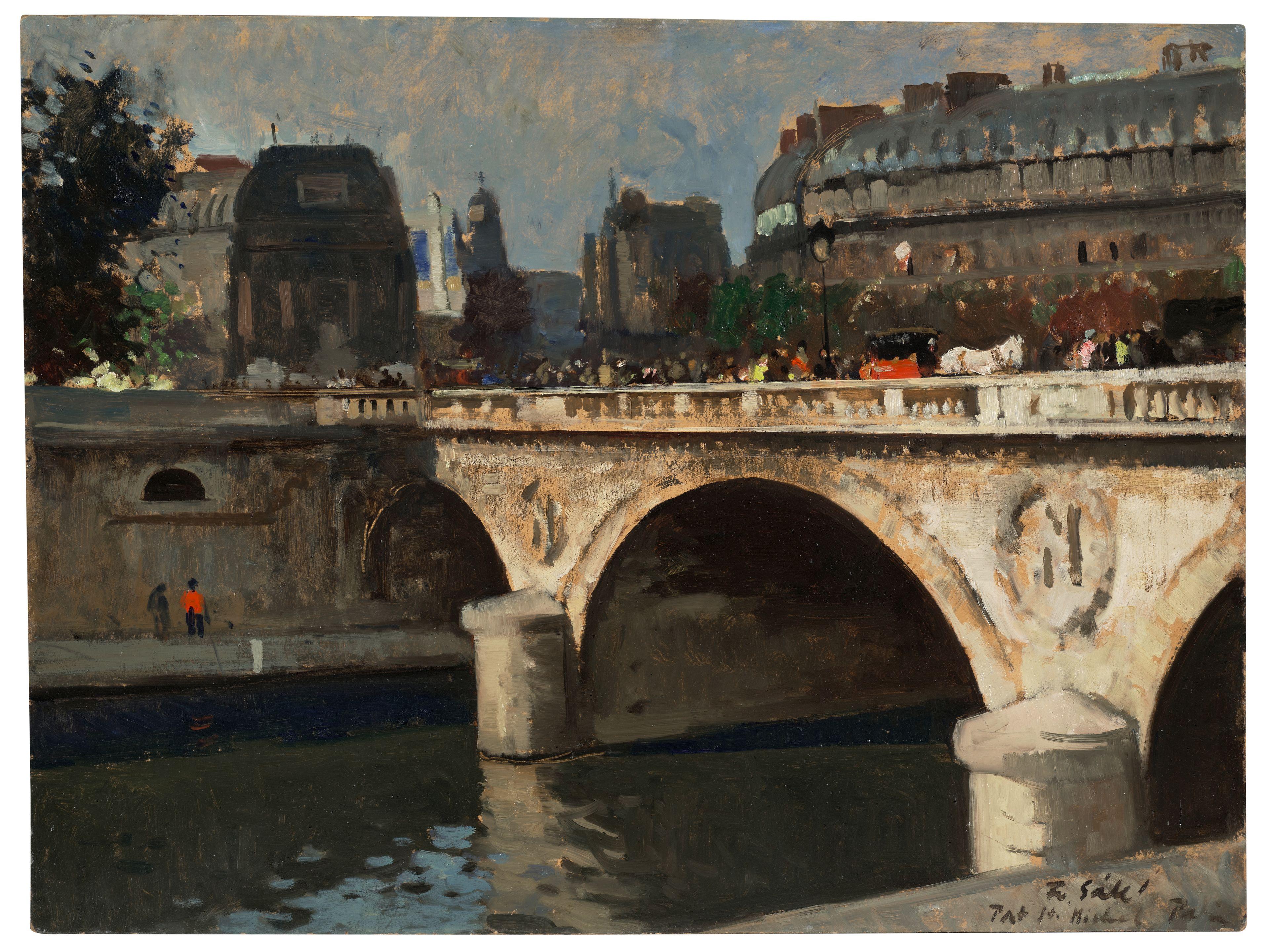 François Gall - Le fiacre au cheval blanc, Pont St. Michel - Paris