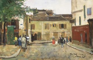 Francois Gall - Le peintre au chevalet, place du Tertre, Montmartre (recto); Jeune homme au torse nu (verso)