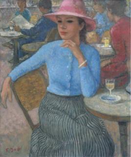 Francois Gall - Marie-Lize à la terrasse de la Coupole