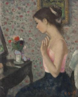 François Gall - Marie-Lize devant la coiffeuse fleurie