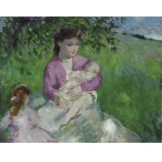 François Gall - Un Aprés-Midi Dans L\'Herbe, Eugénie Et Ses Deux Jeunes Enfants