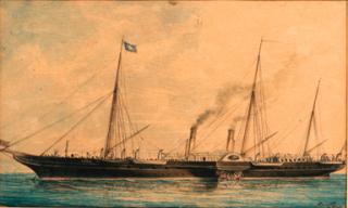 Francois Geoffroi Roux - H.M. Yacht Victoria and Albert (II) at anchor in the Mediterranean