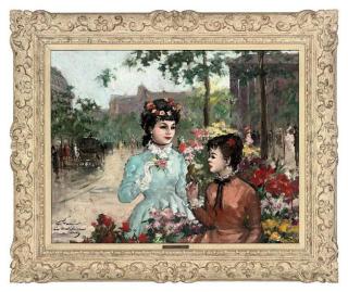 François Gerome - Elegant ladies buying flowers, La Madeleine, Paris