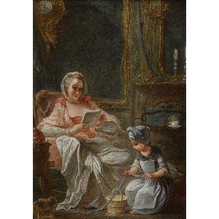 François Guérin - Scènes D\'Intérieur Avec Une Jeune Femme Et Un Enfant