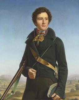François-Henri Mulard - Portrait of A Gentleman, Identified As Jean-André Prosper Henri Le Page, Three-Quarter-Length, In A Green Jacket And Carrying A Rifle, In A Landscape
