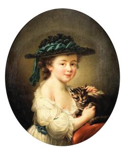 François-Hubert Drouais - Portrait of a girl with a cat