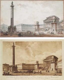 François-Joseph Bélanger - Grand Théâtre Des Arts, Ou Temple D\'Apollon, Avec Une Colonne Triomphale Au Milieu de la Place Principale. Erigée Au Commerce, Aux Sciences, Aux Arts Et Aux Vertus Républicaines